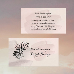 Aquarelle moderne Carte de visite fleuri rose