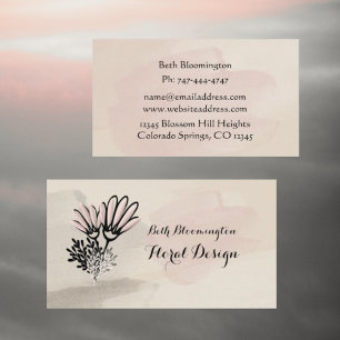 Aquarelle moderne Carte de visite fleuri rose