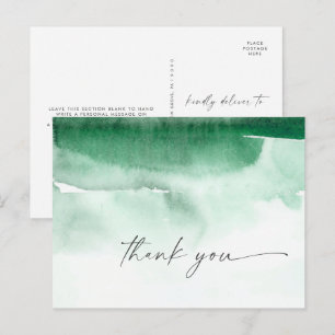 Aquarelle moderne   Carte postale Merci vert