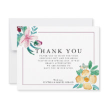 Aquarelle moderne fleurit Merci Mariage