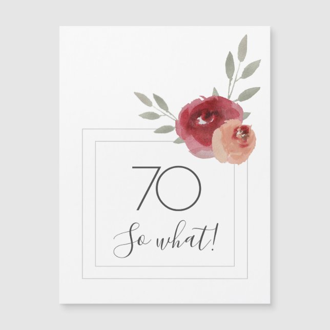 Aquarelle moderne Floral 70e Anniversaire Magnet (Devant)