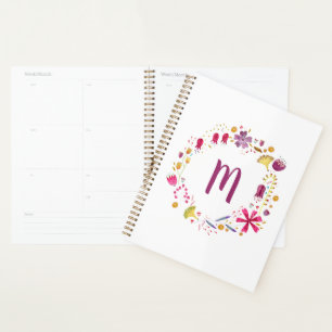 Aquarelle moderne Floral Garland Monogramme