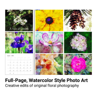 Aquarelle moderne Floral Photo Art Calendrier
