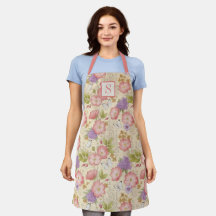 Aquarelle moderne Floral rose tablier