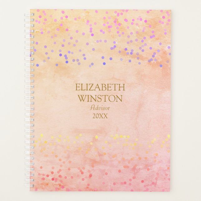 Aquarelle Moderne Marbre Arc-en-Ciel Confettis Dor (Devant)