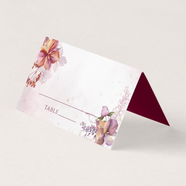 Aquarelle moderne Marsala Fall Bouquet Mariage (Front)