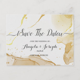Aquarelle moderne or Enregistrer la date Carte pos