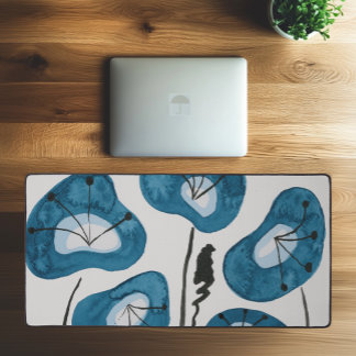 Aquarelle moderne Peacock Blue Poppies élégant