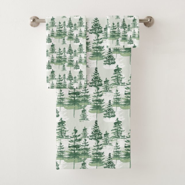 Aquarelle moderne Pine Arbres lunaires Noël (En situation)