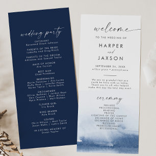 Aquarelle moderne Programme de mariage bleu