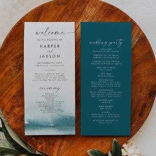 Aquarelle moderne Programme de mariage Turquoise
