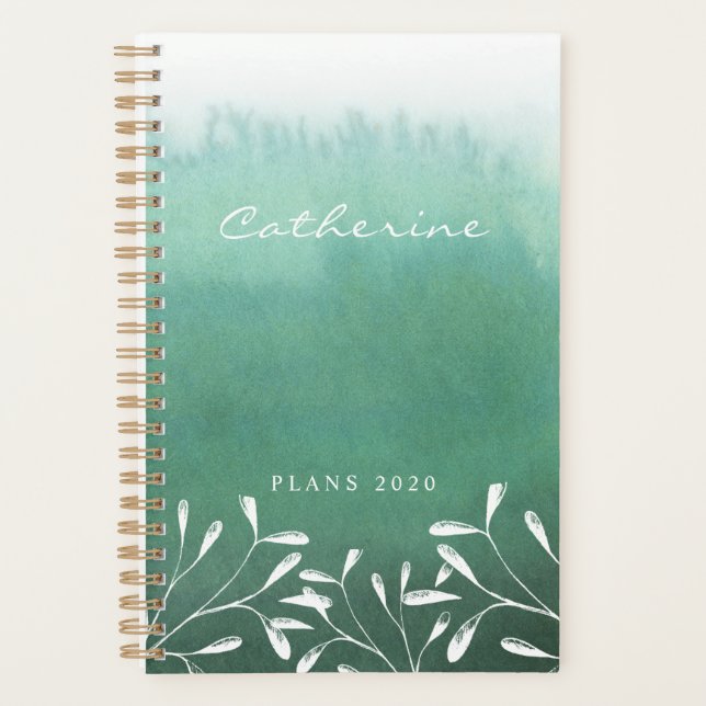 Aquarelle moderne Sea Green Ombre 2020 (Devant)