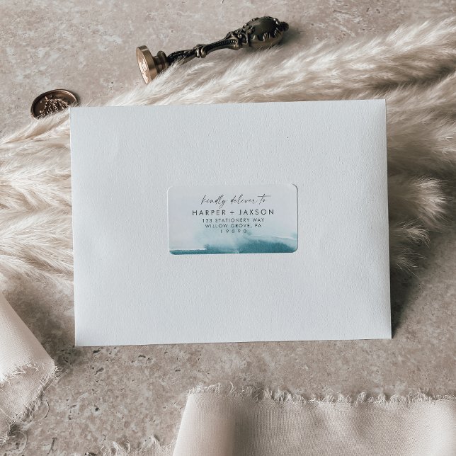 Aquarelle moderne Turquoise mariage RSVP Étiquette (Créateur téléchargé)