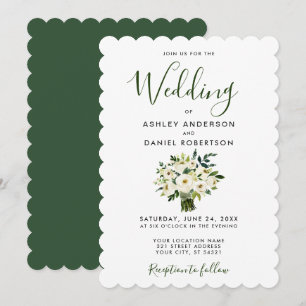 Aquarelle moderne Vert mariage floral Invitation