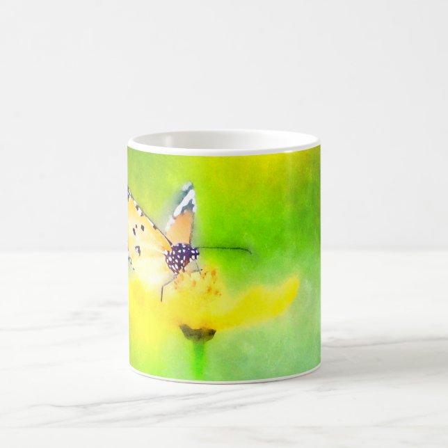 Aquarelle Monarch Papillon & Mug Fleur (Centre)