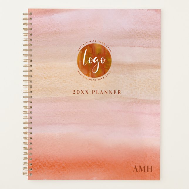 Aquarelle monogramme Dusty Orange avec votre logo (Devant)