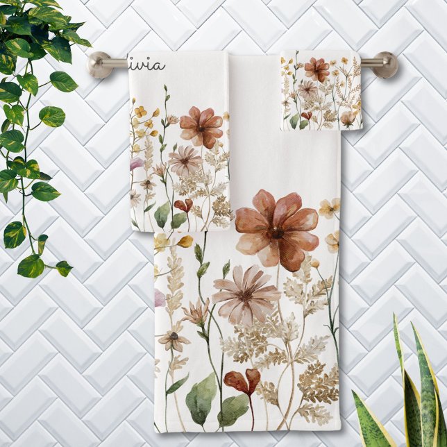 Aquarelle monogramme Fleur sauvage Joli Floral (In situ)