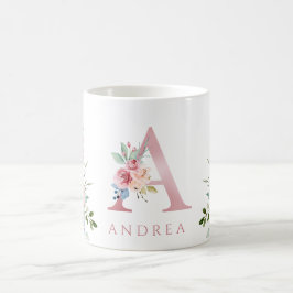Aquarelle Monogramme Floral Lettre A Café Mug