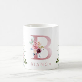 Aquarelle Monogramme Florale B Café Mug