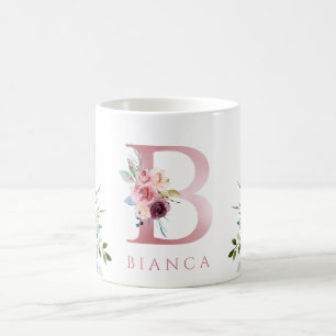 Aquarelle Monogramme Florale B Café Mug