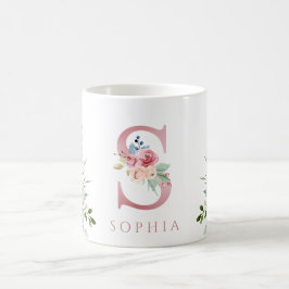 Aquarelle Monogramme Florale S Café Mug