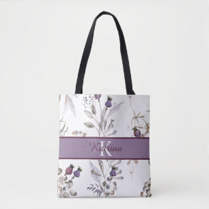 Aquarelle monogramme Sac fourre-tout floral