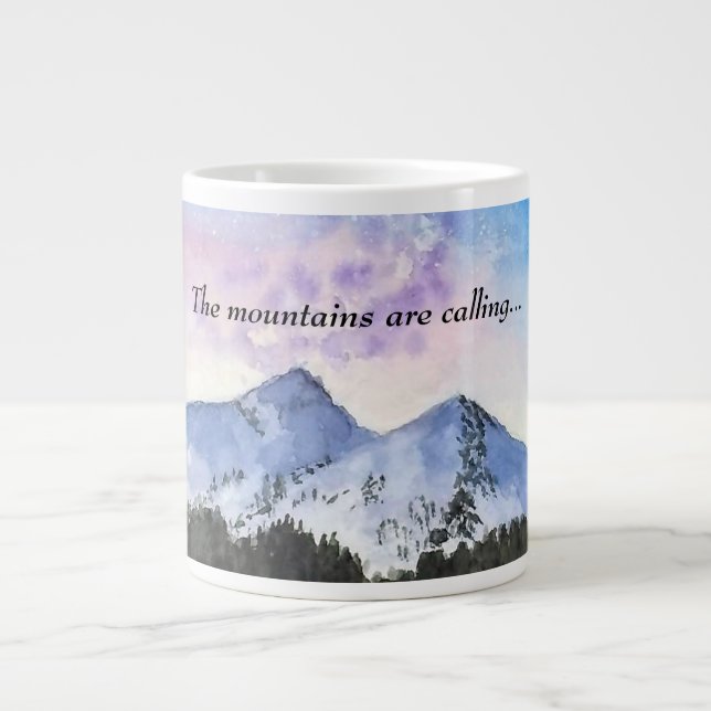 Aquarelle montagnes tasse de café (Devant)