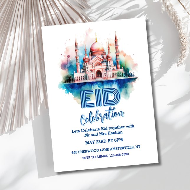 Aquarelle Mosquée Fête de l'Aïd Invitation (Créateur téléchargé)