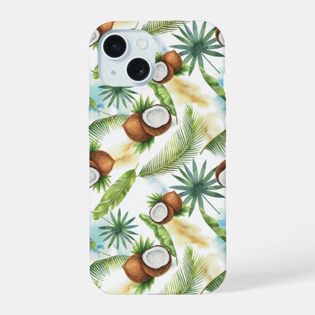 Aquarelle Motif de noix de coco tropicale (Verso)