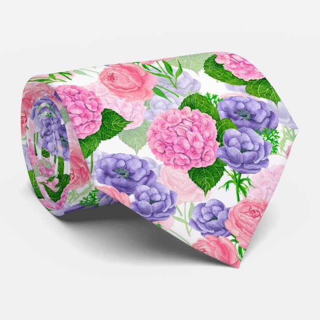 Aquarelle motif floral cravate (Roulé)