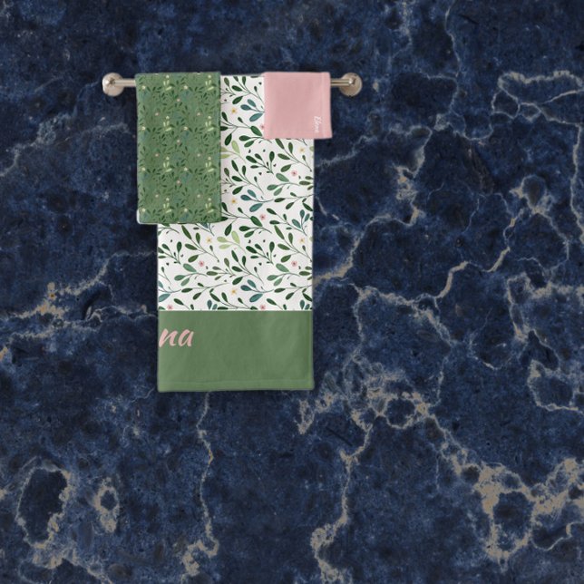 Aquarelle motif vert nom feuille rose (Créateur téléchargé)