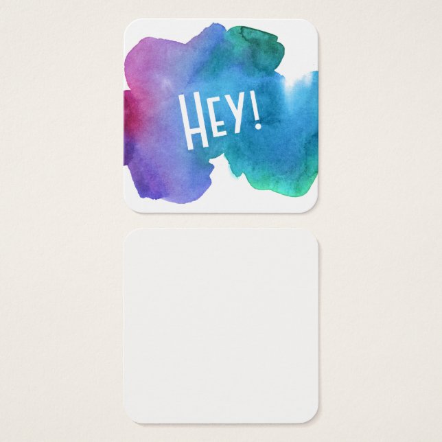 Aquarelle multicolore Artsy avec "Hey !"  (Devant & derrière)