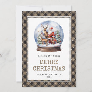 Aquarelle Neige Père Noël Plaid Joyeuse Carte de N
