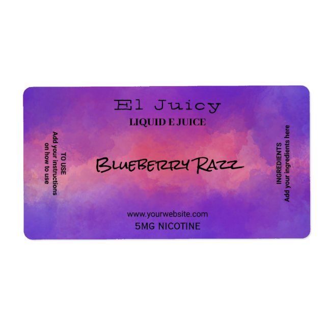 Aquarelle Nicotine Vape E Jus Étiquettes (Devant)