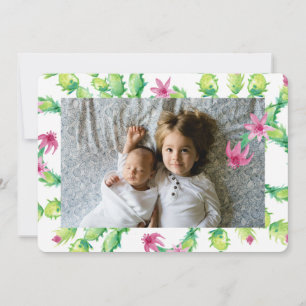 Aquarelle Noël Cactus Carte photo de vacances