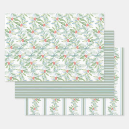 Aquarelle Noël Feuilles botaniques et baies