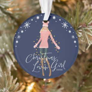 Aquarelle Noël Lovin' Girl Enveloppée Dans Les L