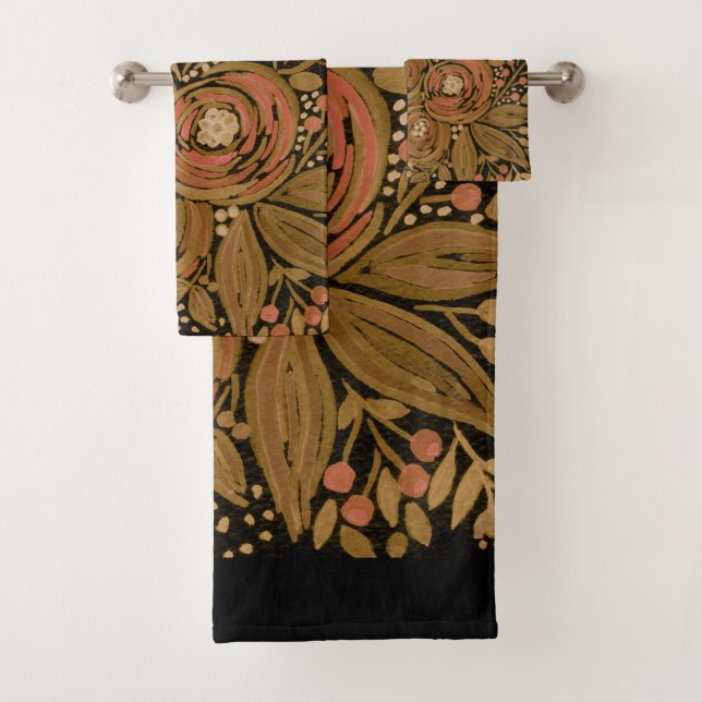 aquarelle, noir brun floral, noir motif (En situation)