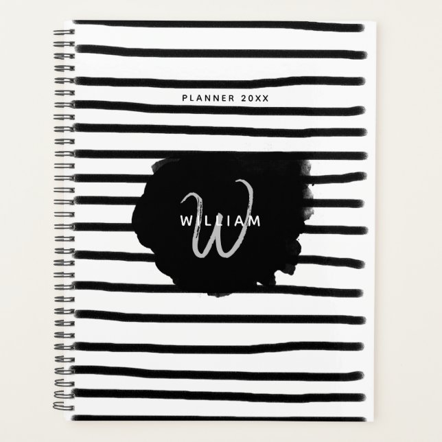 Aquarelle noir et blanc Lignes tracées à la main (Devant)