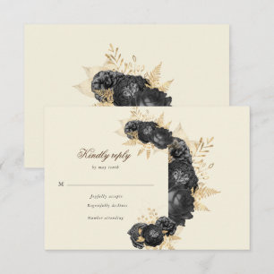 aquarelle noir rose floral RSVP carte de réponse