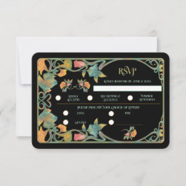 Aquarelle noire Art Nouveau Mariage Carte RSVP