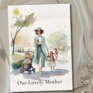 Aquarelle Notre adorable Maman - Carte de fête des