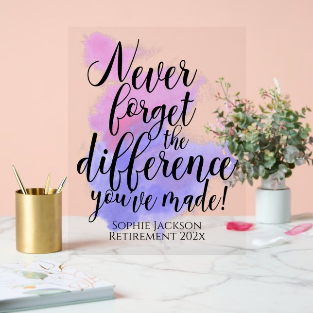 Aquarelle N'Oubliez Jamais La Différence Retraite (Mariage)