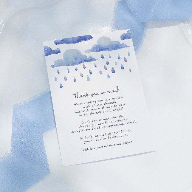 Aquarelle Nuages Baby shower Merci (Créateur téléchargé)