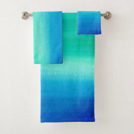 Aquarelle Ocean Blue Green Ombre Beach