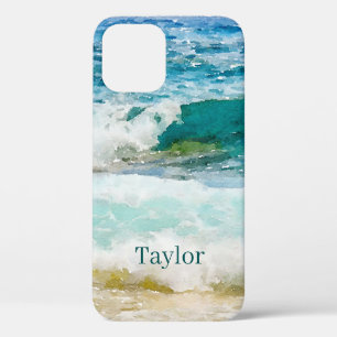 Aquarelle Océan Monogramme Coque-Mate coque iphone