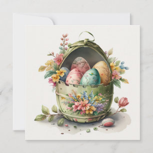 Aquarelle OEufs de Pâques Carte Florale