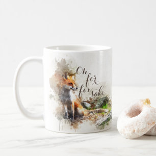 Aquarelle Oh pour le saké renard drôle tasse de