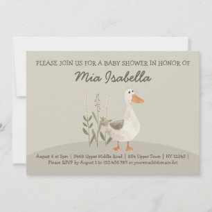 Aquarelle Oie Baby shower QR code Invitation