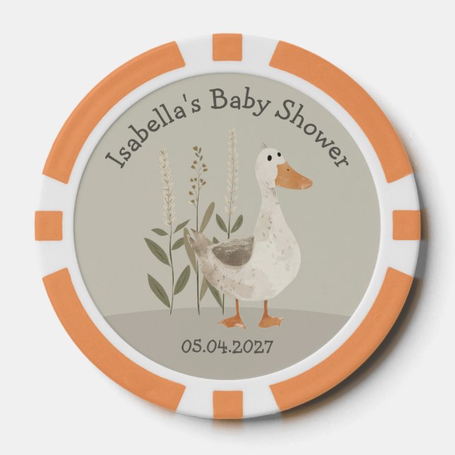 Aquarelle Oies Motif Baby shower jetons de poker (Recto)